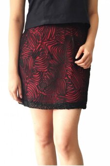 The Valenty Rok Lala Skirt - Hitam-Merah  