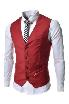 TheLees Chain Point 4 Button Vest Waist Coat Red  