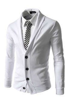 TheLees Collar Point Button Cardigan (White)  
