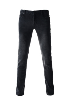 TheLees Straight Solid Cotton Basic Washing Denim Jeans Black  