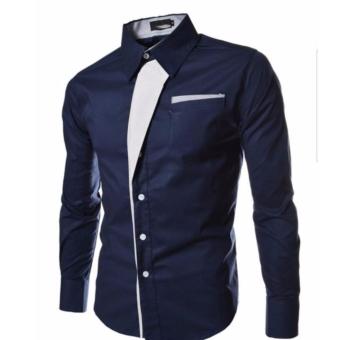 Topi Man Navy Kemeja Formal Casual Pria Kemeja Lengan Panjang Kantor