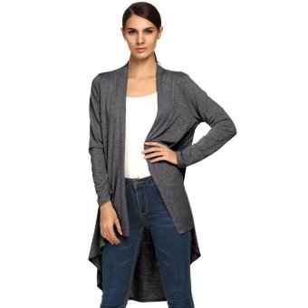 Toprank ACEVOG Lady Women Casual Open Neck Long Sleeve Asymmetric Hem Loose Cardigan Coat ( apricot ) - intl  