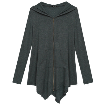 Toprank FINEJO Long Sleeve Cardigan Coat Solid Irregular Hoodies Sweatshirt Outerwear (Dark Grey) (Intl)  