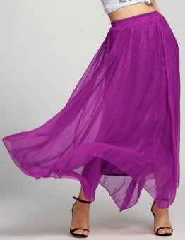 Toprank Long Bohemian Maxi Chiffon Skirt (Pink) - intl  