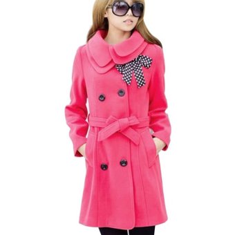 Toprank Luxury Winter Women's Double-Breasted Wool Coat Jacket ( Red )  - intl  