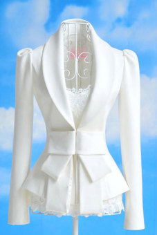 Toprank Women Big Bowknot Jackets Ladies Career OL Slim Suit Coats Casual Female S, M, L And Xl ( White )  