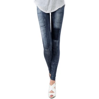 Toprank Women's Fashion Spandex Stretch Denim Skinny Jeans Look Jeggings Leggings ( Blue )  - intl  