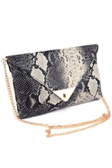 Toprank Women's Handbag Satchel Shoulder Leather Evening Bags Crossbody Bag Snake Skin Envelope Bag ( Multicolor ) - intl  