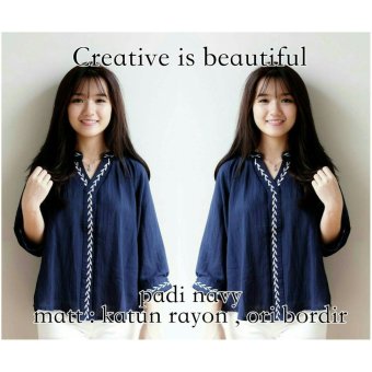 trendshopee Blouse Wanita Padi [navy]  