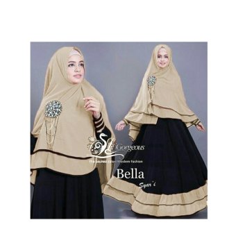 trendshopee Gamis Wanita Muslimah Bella Syari [hitam coksu]  