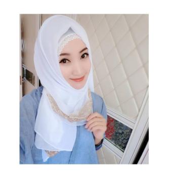 Turban chiffon scarf scarf hijab gold of Hui nationality?White? - intl  