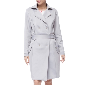 Turn Down Collar Double-Breasted Lace-Up Women's Trench Coat S TC - Intl  