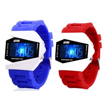 Twinklenorth Men Blue Red Military Nato Noctiluc Silicone Plastic Digital Watch Watches K987Q-24  