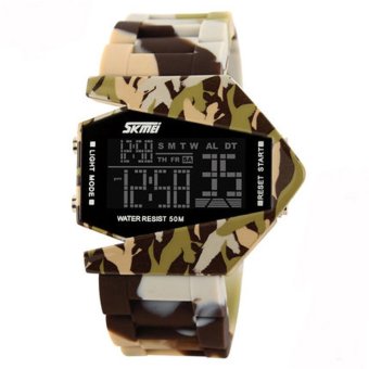Twinklenorth Men Desert Camouflage Military Aircraft Noctiluc Silicone Plastic Digital Watch Watches Wristwatches K987Q-2  