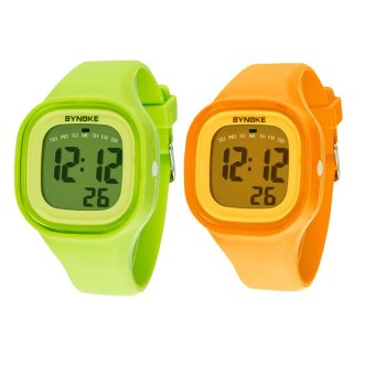 Twinklenorth Men's Green/Orange Silicone Strap Watch 66896-9  