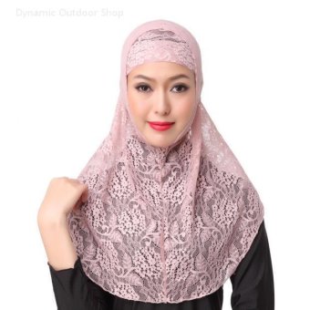 Two-piece Hijab muslim headscarf fashion lace women breathable hijab (Lotus) - intl  