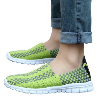 Unisex Fashion Casual Lovers Breathable Sneaker Shoes Woven Leisure Shoes for Running(Green,44)  
