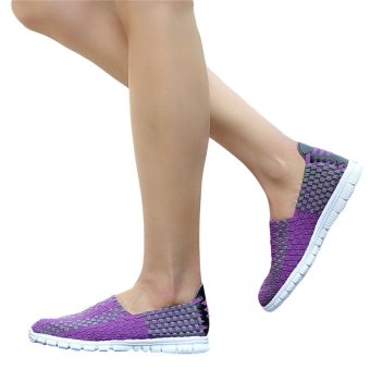 Unisex Fashion Casual Lovers Breathable Sneaker Shoes Woven Leisure Shoes for Running(Purple,38)  