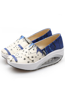 UShoes U100523 Women Fahion Wedge Sneakers Shoes 2015 Women Wedge Canvas Platform Sport Shoes (Blue) (Intl)  
