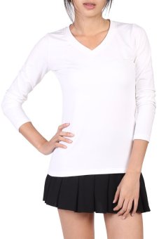 V-Neck Fitted Plain T-Shirt (White)  