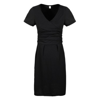V-neck Short-sleeve Cotton Pregnancy Dress Clothes Summer Elastic Waist Maternity Dresses Black (S~XL) - Intl - Intl  