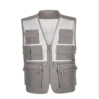 Valianto Men's Casual Mesh Outdoor Sports Fishing Vests 4X-Large Gray  
