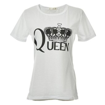 Velishy Charm Queen Letter Print T Shirts Short Sleeve Ladies Harajuku (Black) - Intl  