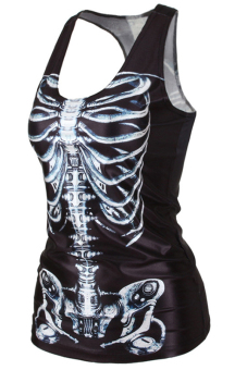 Velishy Skeleton Printed Tank Top (Black)  