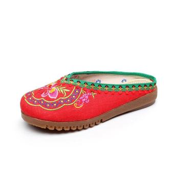Veowalk New 2017 Summer Nepal Islamic Embroidered Slippers Chinese Style Foot slippers Flower Sandals Shoes For Women Red - intl  