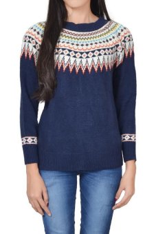 Verina Fashion - Maida Ethnic Sweater - Biru Dongker  