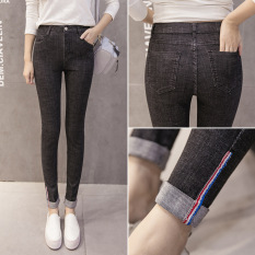 Hitam Stretch Ketat Kaki Celana Pensil Korea Slim Celana Jeans Abu Source Jeans .