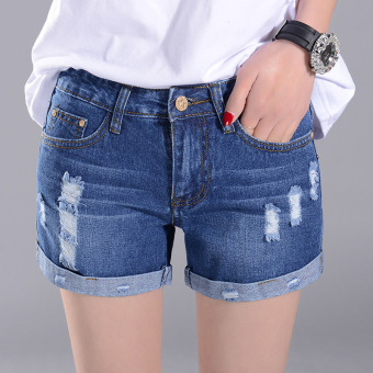 VICI Han edition show thin hole denim shorts  