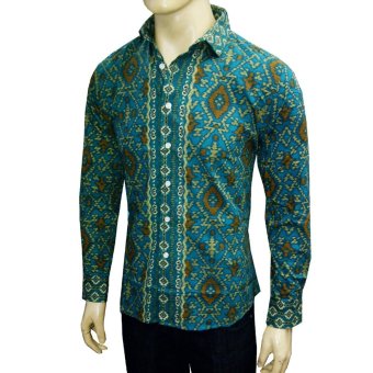 VM Kemeja Batik Modern Casual Slimfit Panjang New Kombinasi - Hijau  