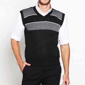 VM Sweater Rompi Rajut Hitam Kombinasi - Rompi-021  