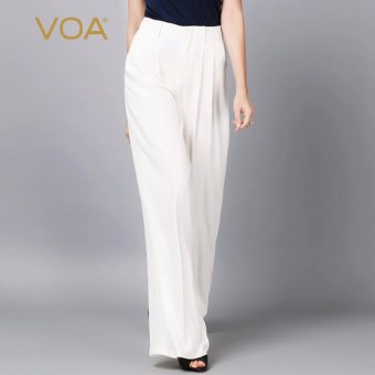 VOA White Silk Trousers Wide Leg Pants - intl  