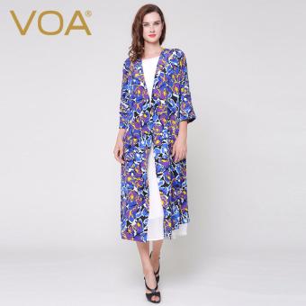 VOA Women's Heavy Silk Long Sleeve Shawl Collar Coat Floral - intl  