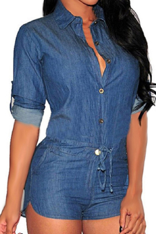 Vococal Denim Jeans Jumpsuit (Blue)  