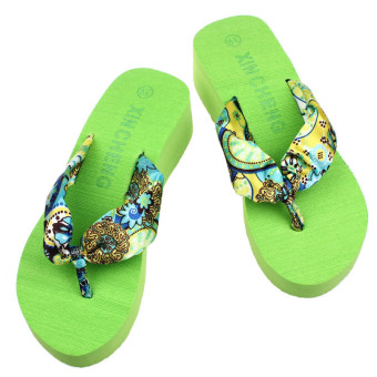 Wedge Platform Thong Flip Flops Sandals Shoes Beach Casual Slippers Green  