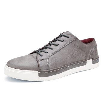 WETIKE Men's Fashion Sneakers Leather Lace-up Shoes(Grey)  