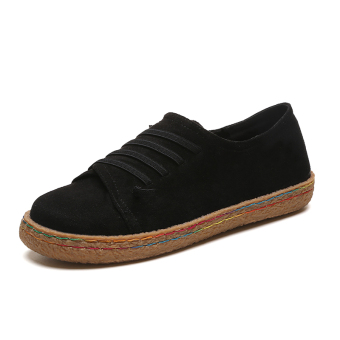 WETIKE Women's Flat Shoes Suede Casual Shoes(Black) - Intl  