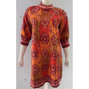 Whiens Dress Batik Tenun Red  