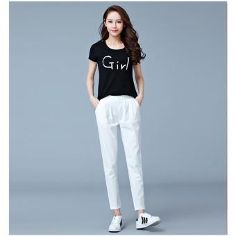 White Women Pants Solid Casual Pencil Pants Women Bottom Elastic Fiberflax Fitness Pants for Womens Clothing Ladies Clothes - intl  
