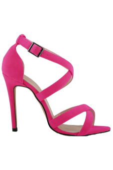 Win8Fong Party High Heels Stiletto Ankle Strap Sandals (Pink)  