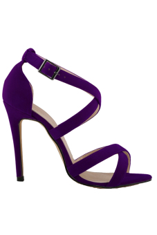 Win8Fong Party High Heels Stiletto Ankle Strap Sandals (Violet)  