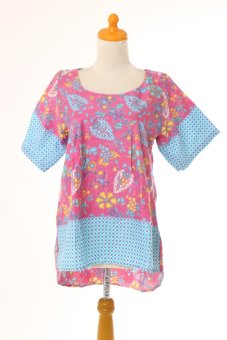 WINGGO Blouse Batik Blus Pastel Pinguin Pink  