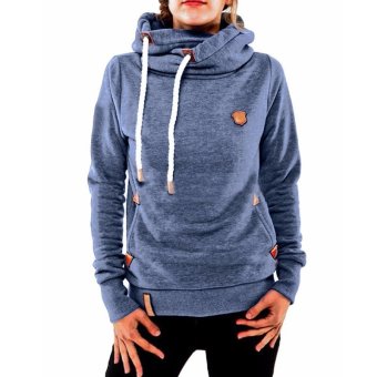 Winter Autumn Women Casua l Hoodies Sweatshirt Female Fashion Warm Hooded Tops Long Sleeve Loose Pullovers Plus Size Blue - intl  