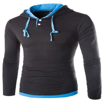 WithYou Men 's leisure leave two long - sleeved T - shirt(Black Blue) - intl  