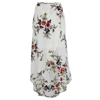 Woen Print Irregular Splits Long Skirt Chiffon axi Beach Skirts  