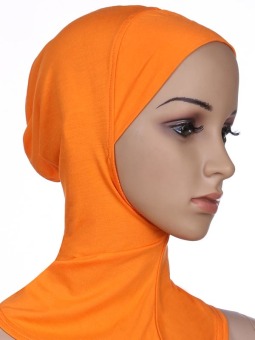Woman Full Cover Muslim Inner adjustable Hijab Cap Islamic Turban Beanies Modal Underscarf - Orange - intl  