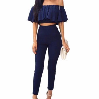 Women 2 Piece Crop Top Jumpsuit Ladies Sleeveless Cut Out Playsuit - intl  